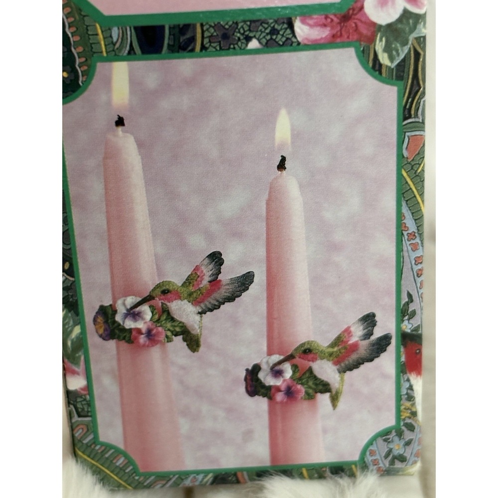 Vintage Ceramic Hummingbird Taper Candle Rings Figural Hand Painted Set Of 2 - Picture 3 of 3